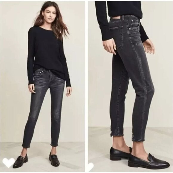 MOUSSY VINTAGE Velma Distressed Skinny Jeans in Faded Black Size 25 - Picture 1 of 16